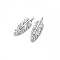 boucles d'oreilles en argent  plume  serti de zirconium Naiomy Moments