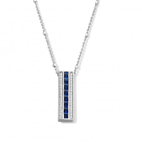Collier en argent+pendentif serti de zirconium+saphir synthétique Naiomy Silver Collier en argent+pendentif serti de zirconium+saphir synthétique Naiomy Silver
